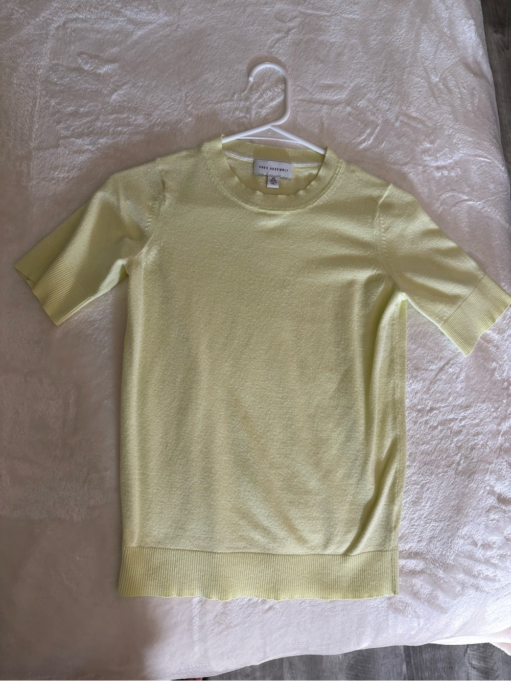 Womens Short-Sleeve Crewneck Top in Pale Yellow by Free Assembly